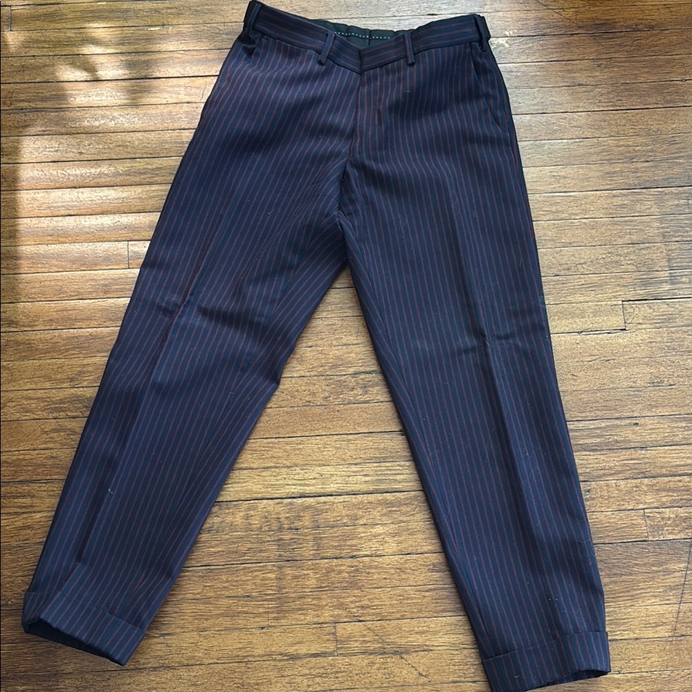 Dries Van Noten Blue and Red Dress Pants
